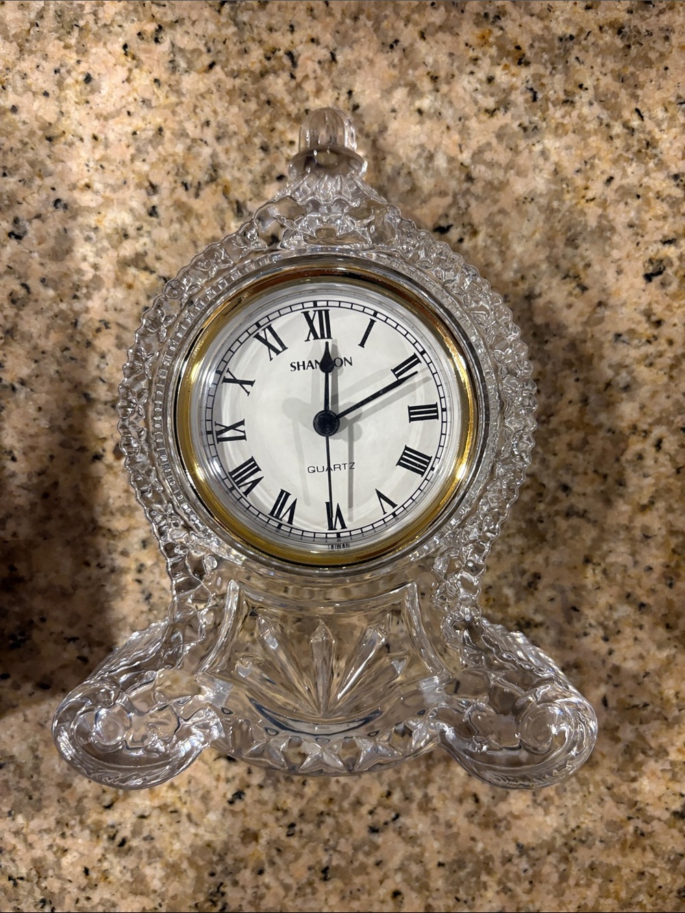 Shannon Clear Crystal Mantel Clock with Gold Accent